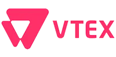 a pink logo on a black background